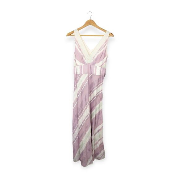 Rebecca Taylor Stripe V-Neck Linen & Silk-Blend Maxi Dress - Picture 1 of 8